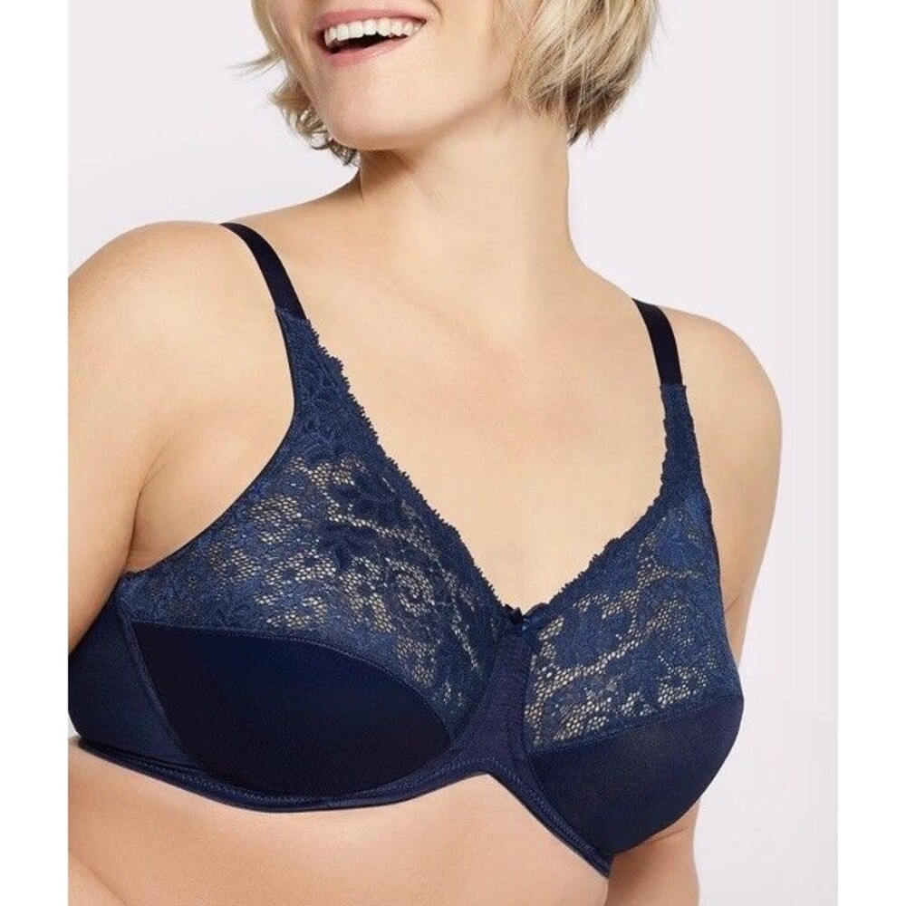 Lilyette by Bali Minimizer Underwire Bra #LY0428 Size 36C Navy Blue